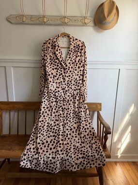 Long Leopard Print Button-Front Duster